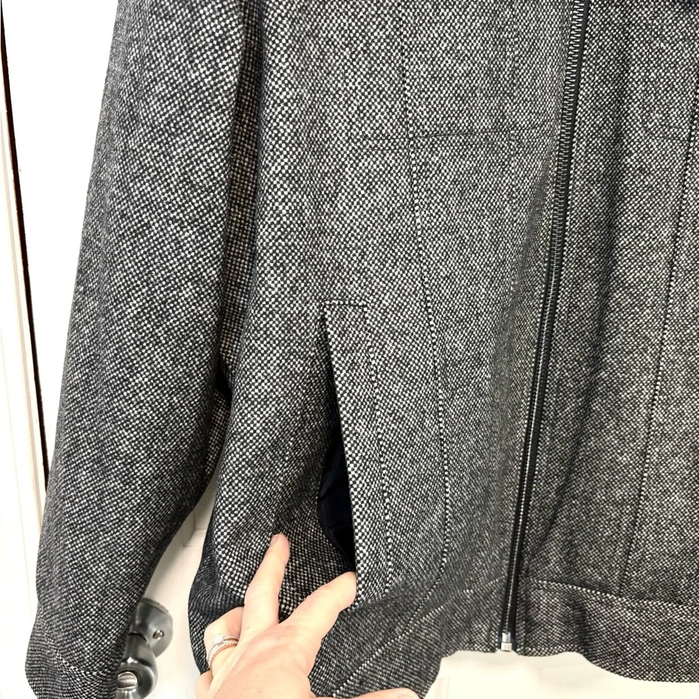 Shaquille O’Neal Wool Blend Coat Mens 2XLG Black White Check Full Zip Big & Tall